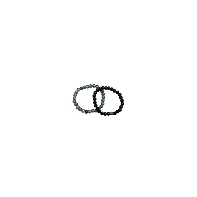 Icy Blue and Black Long Distance Beaded Bracelets – 2 Pack
