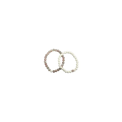 Clear Pink and White Long Distance Beaded Bracelets – 2 Pack
