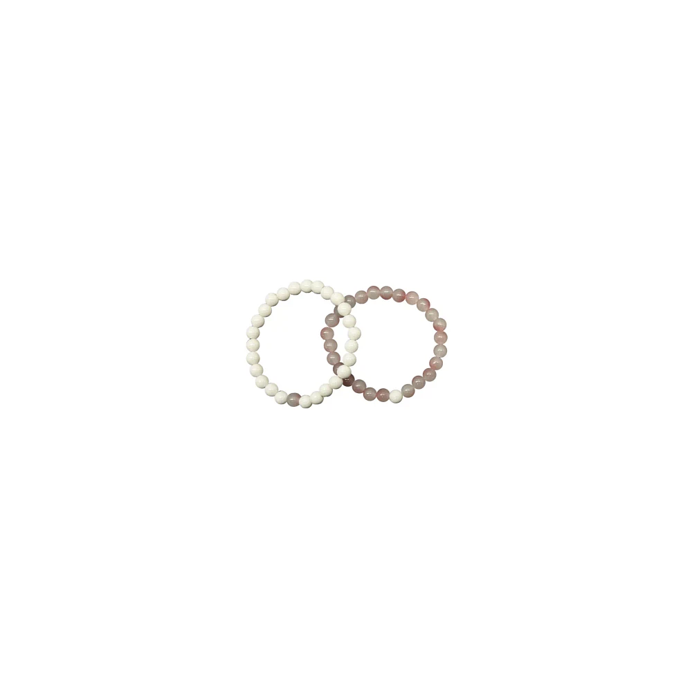 Pink and White Long Distance Beaded Bracelets – 2 Pack