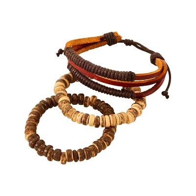 Multi-Pack Brown Beaded Rope Bracelets - 5 Pack