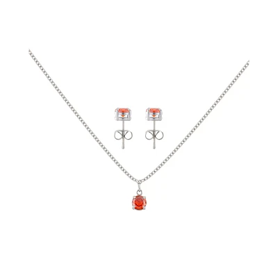 CZ January Birthstone Necklace and Stud Earring Set