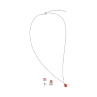 CZ January Birthstone Necklace and Stud Earring Set