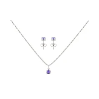 February Birthstone Necklace and Stud Earring Set