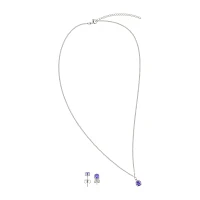 February Birthstone Necklace and Stud Earring Set