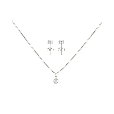 CZ April Birthstone Necklace and Stud Earring Set