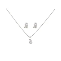 CZ April Birthstone Necklace and Stud Earring Set