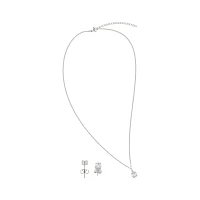 CZ April Birthstone Necklace and Stud Earring Set