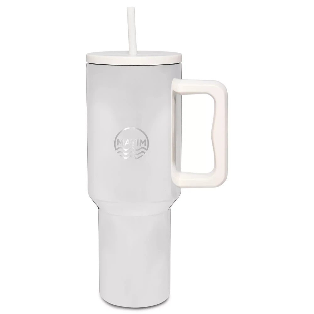 Silver Travel Tumbler with Straw - 40 oz.