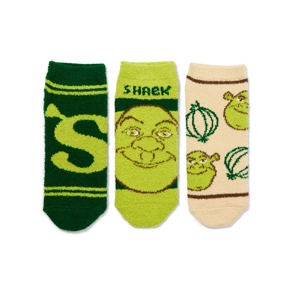Fuzzy Shrek No Show Socks - 3 Pair