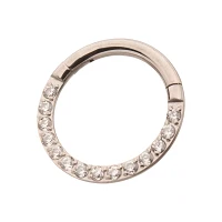 CZ ASTM F-136 Titanium Clicker Circle Septum Ring - 16 Gauge
