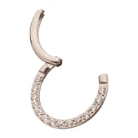 CZ ASTM F-136 Titanium Clicker Circle Septum Ring - 16 Gauge