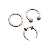 Multi-Pack ASTM F-136 Titanium Horseshoe and Captive Septum Rings 3 Pack - 16 Gauge
