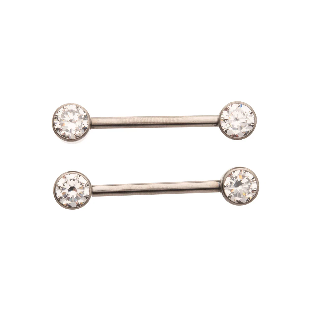 CZ ASTM F-136 Titanium Nipple Barbells - 14 Gauge