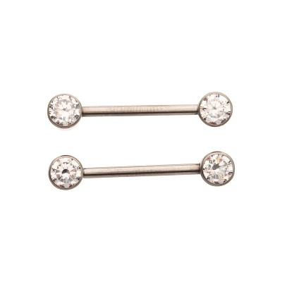 CZ ASTM F-136 Titanium Nipple Barbells - 14 Gauge