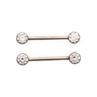 CZ ASTM F-136 Titanium Nipple Barbells - 14 Gauge
