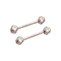 CZ ASTM F-136 Titanium Nipple Barbells - 14 Gauge