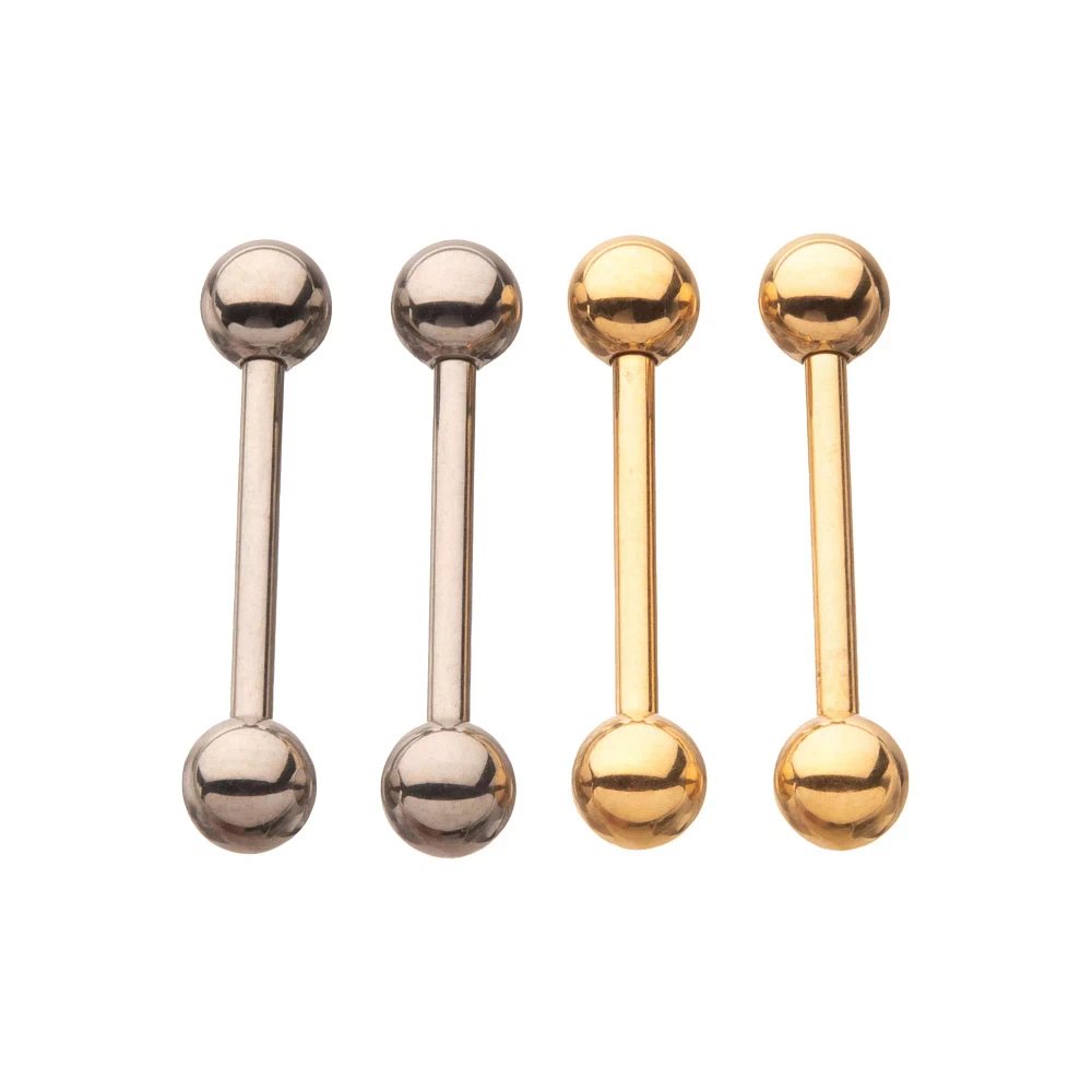 Multi-Pack Silver and Goldtone ASTM F-136 Titanium Nipple Barbells - 2 Pair