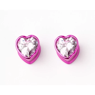 CZ Clear Pink Heart Plugs