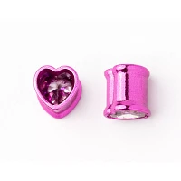 CZ Clear Pink Heart Plugs
