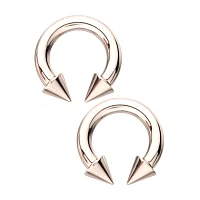 Silverplated Spike Horseshoe Rings - 8 Gauge