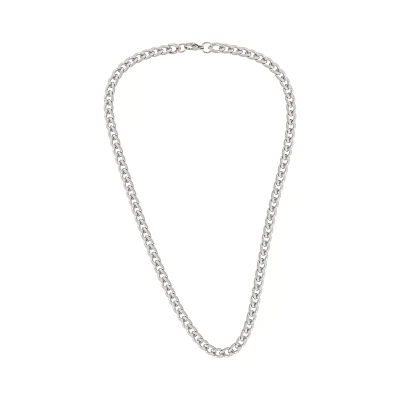 Thick Silvertone Cuban Curb Chain Necklace