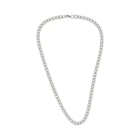 Thick Silvertone Cuban Curb Chain Necklace