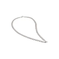 Thick Silvertone Cuban Curb Chain Necklace