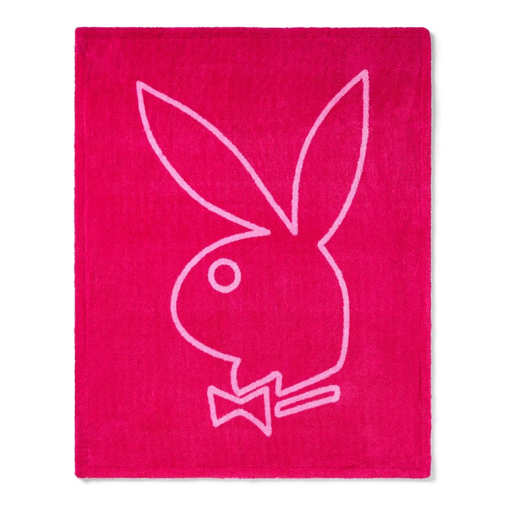 Playboy Pink Check Reversible Fleece Blanket