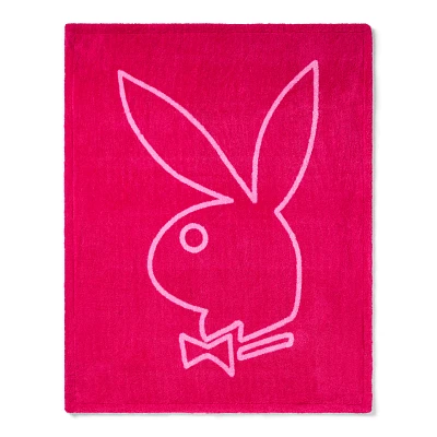 Playboy Pink Check Reversible Fleece Blanket