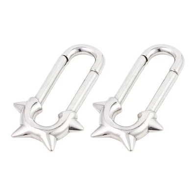 Spiked Safety Pin Earrings - 4 Gauge