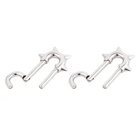 Spiked Safety Pin Earrings - 4 Gauge