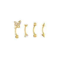 Multi-Pack CZ Goldtone Curved Barbells 4 Pack - 16 Gauge