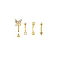Multi-Pack CZ Goldtone Curved Barbells 4 Pack - 16 Gauge