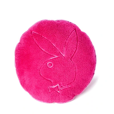 Hot Pink Fuzzy Playboy Round Pillow