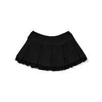 Black and Pink Bow Pleated Micro Skirt