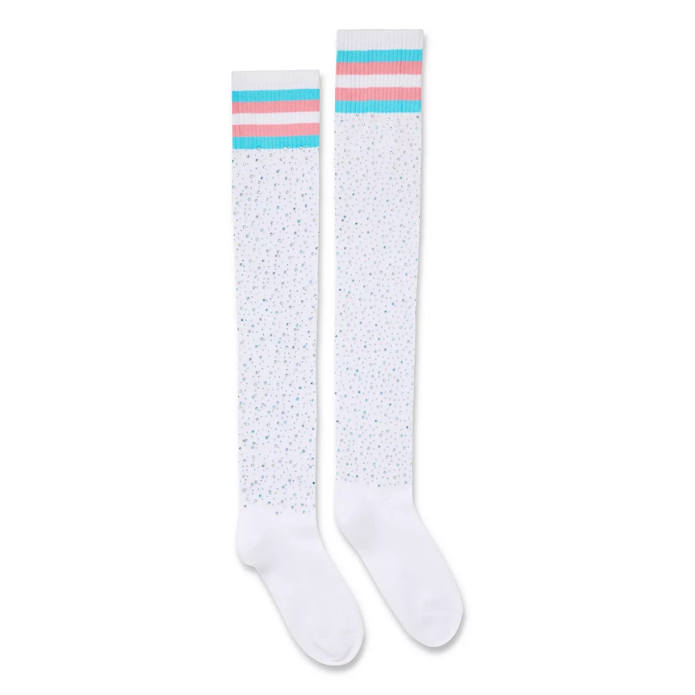 Transgender Pride Rhinestone Knee High Socks