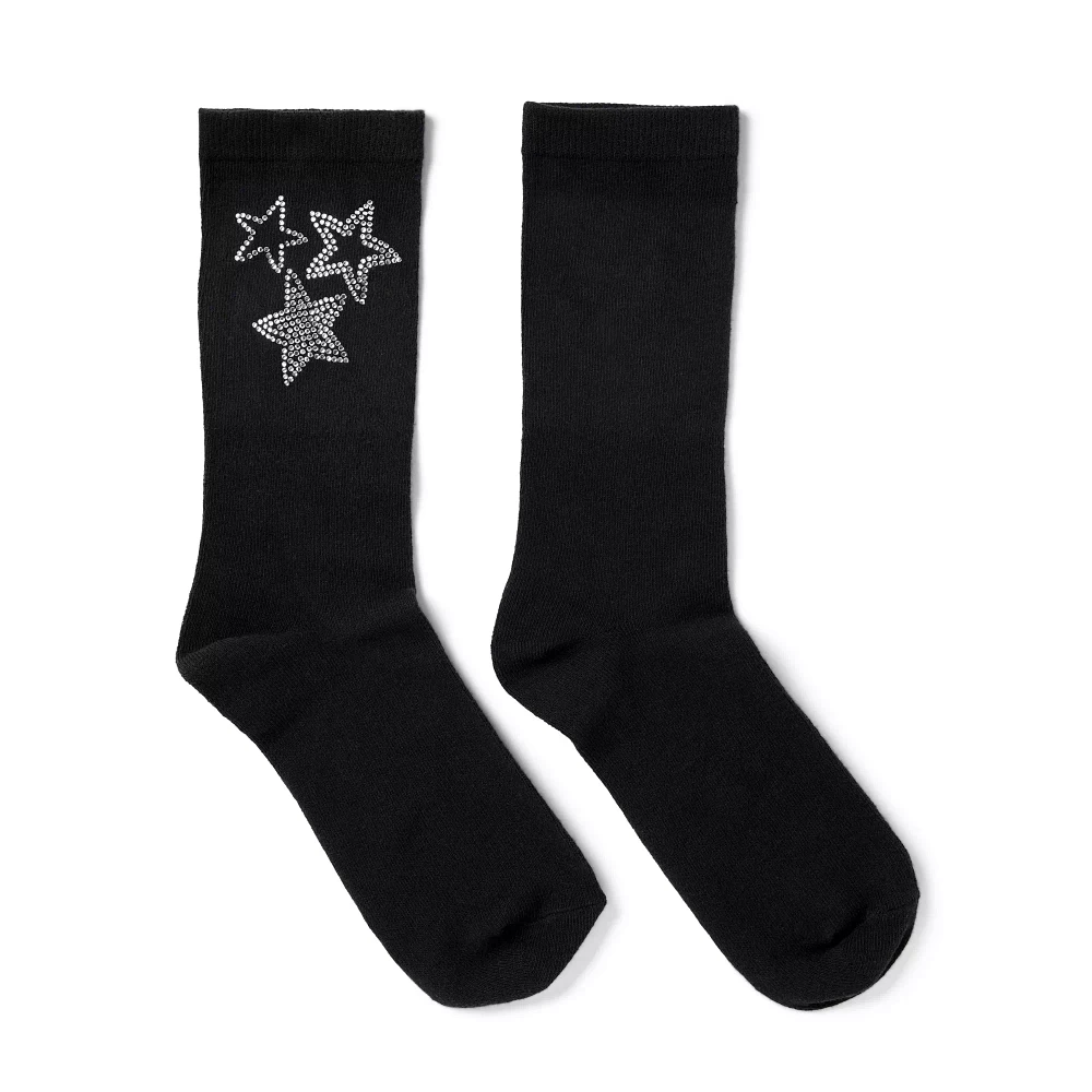 Rhinestone Star Crew Socks