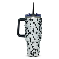 and Silver Bedazzled Tumbler with Straw