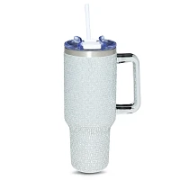 White and Silver Rhinestone Tumbler - 40 oz.