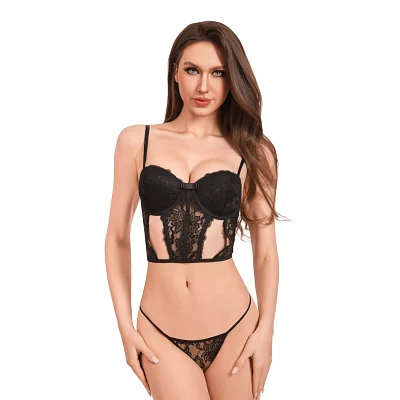 Black Lace Cutout Corset