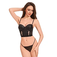 Black Mesh Lace-Up Corset