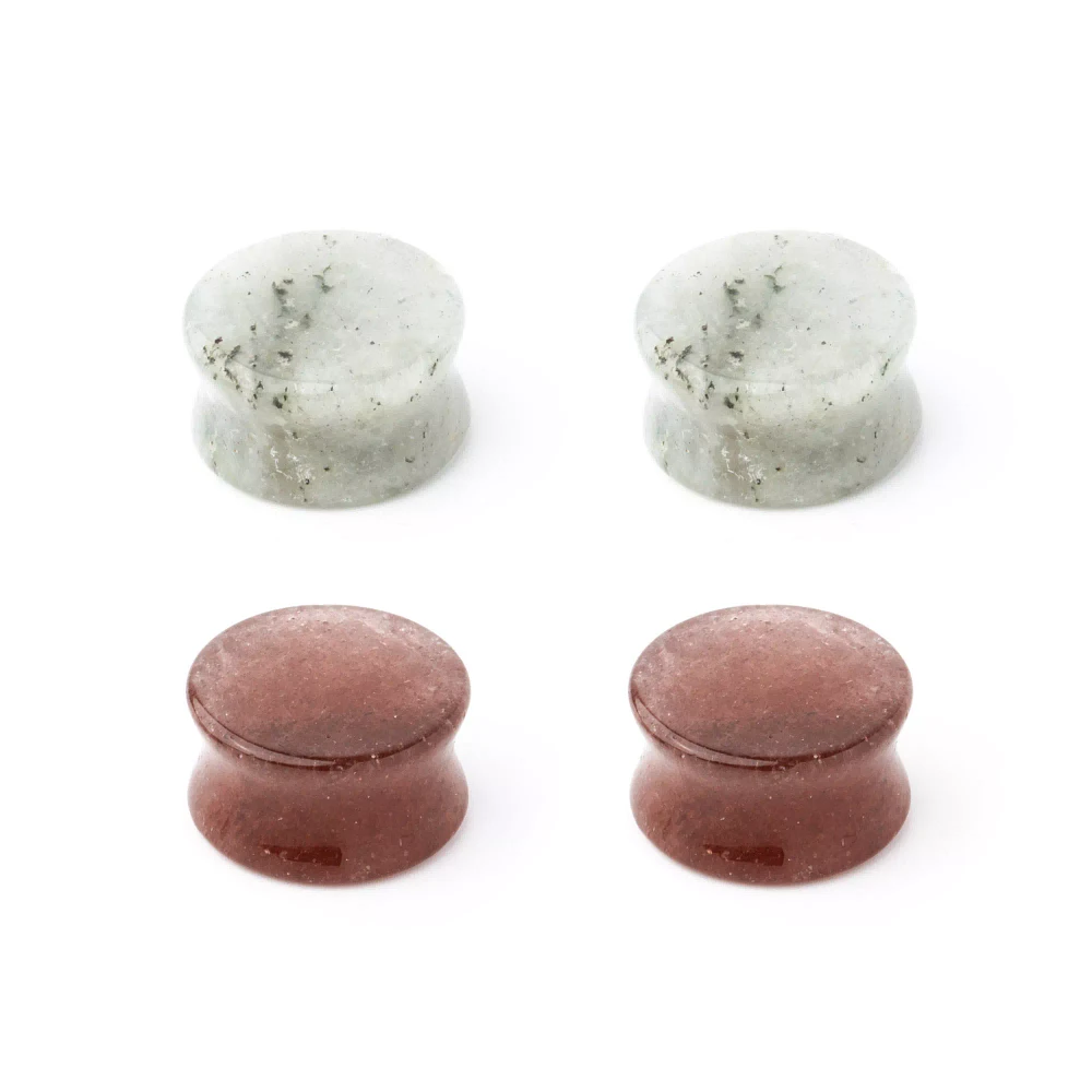 Multi-Pack Brown and White Quartz Double Flared Plugs 4 Pack