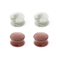 Multi-Pack Brown and White Quartz Double Flared Plugs 4 Pack