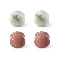 Multi-Pack Brown and White Quartz Double Flared Plugs 4 Pack