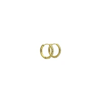 CZ Goldtone Patterned Huggie Hoop Earrings
