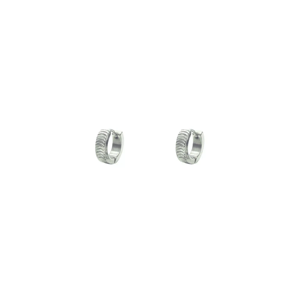 Silvertone Thick Huggie Hoop Earrings