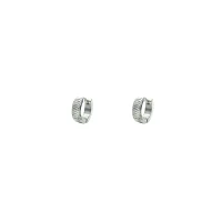 Silvertone Thick Huggie Hoop Earrings