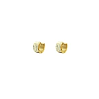 CZ Goldtone Thick Huggie Hoop Earrings