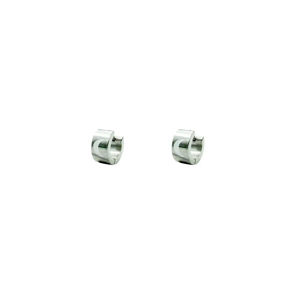 Silvertone Moon Thick Huggie Hoop Earrings