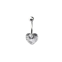 Silvertone Heart Swirl Belly Ring - 14 Gauge